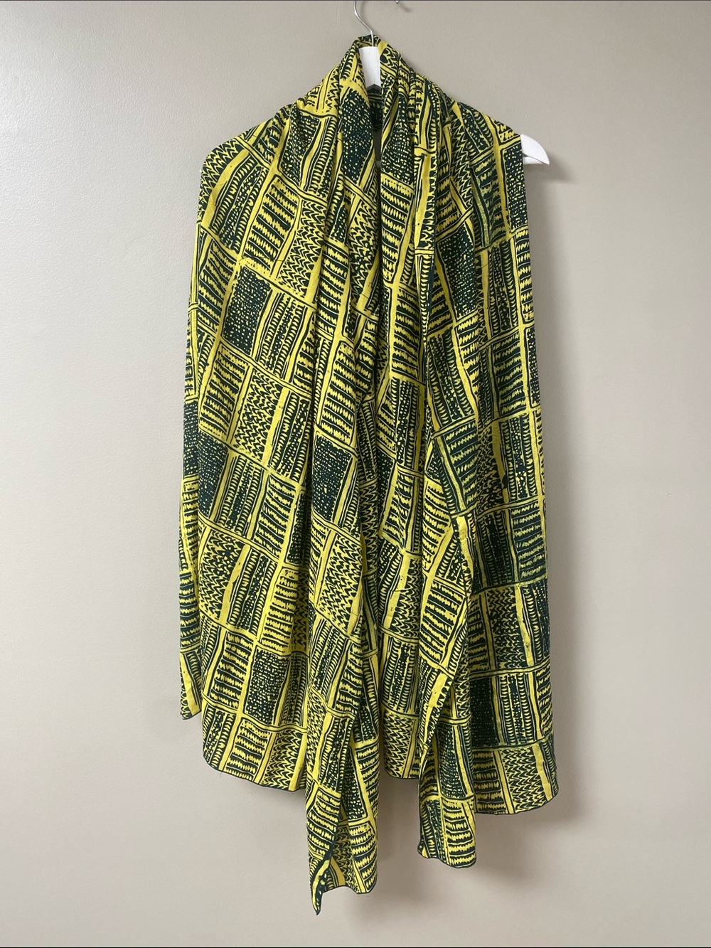 NOA NOA Yellow & Dark Green Black Patterned Scarf